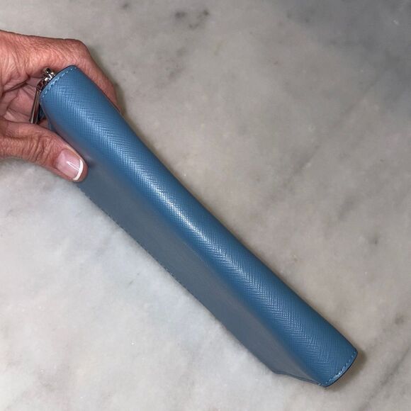 Kate Spade Wallet Leather Staci Blue White Colorblock Full Zip Continental - Picture 10 of 16